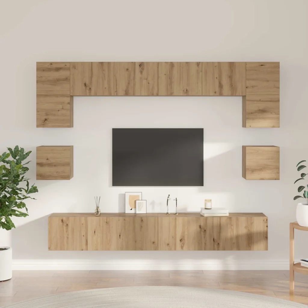 vidaXL Set mobile TV 8 pcs rovere artigianale 100 x 30 x 30 cm
