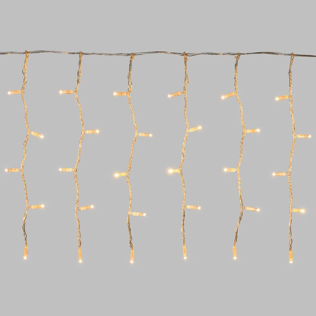 Tenda con maxiled bianco caldo o bianco freddo, cavo trasparente, prolungabile diverse misure - bianco-freddo - 4 M -.