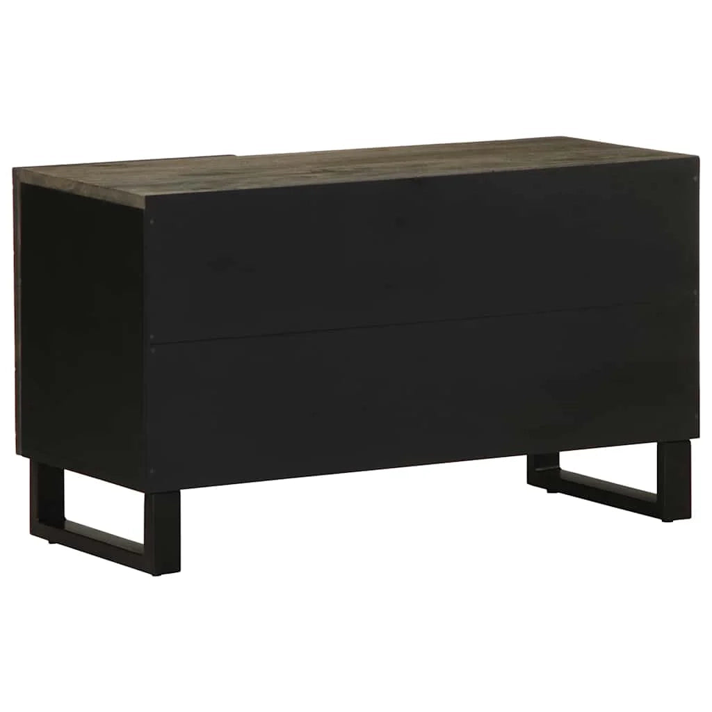 Mobile porta TV moderno nero con pratico contenitore per il soggiorno 80 x 33 x 46 cm in legno massello di mango 02_0057728