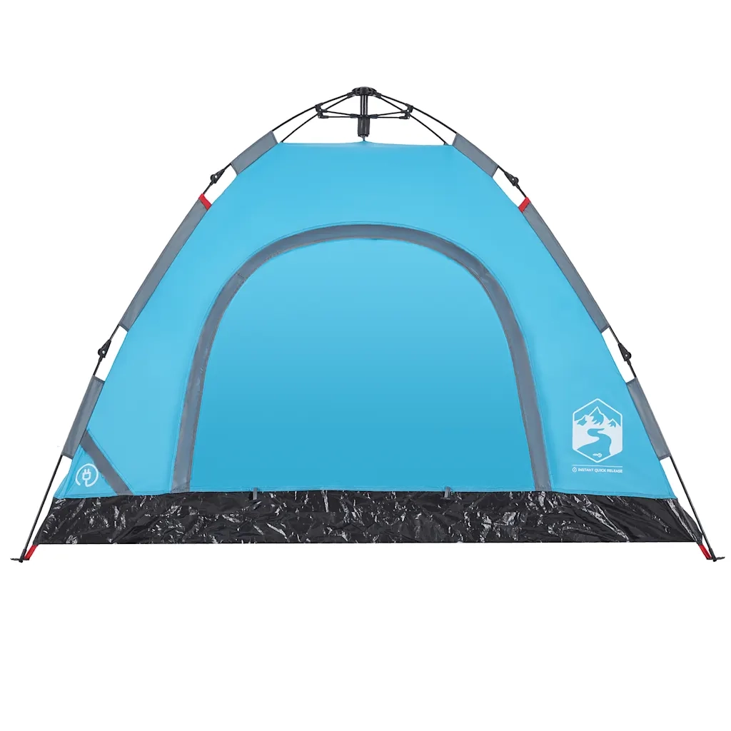 Tenda da Campeggio 3 Persone-Tenda per Escursionismo Blu a Rilascio Rapido