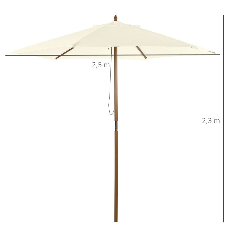 Ombrellone da giardino orientabile ? 2;5 m in legno e poliestere bianco