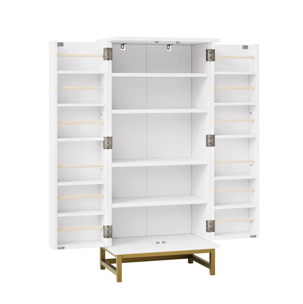 Credenza da cucina compatta 60x40x130 cm con ripiani regolabili; bianco