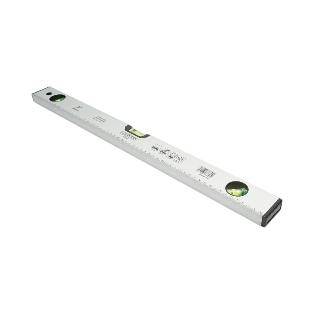 Livella magnetica in alluminio da 600 mm, con 3 bolle di livello e righello graduato da 0 a 60 cm, marca Crownman.