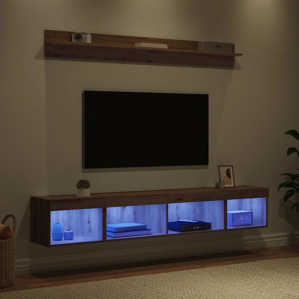 Set di Mobiletto da TV a Parete 5 pcs Rovere artigianale 3402953