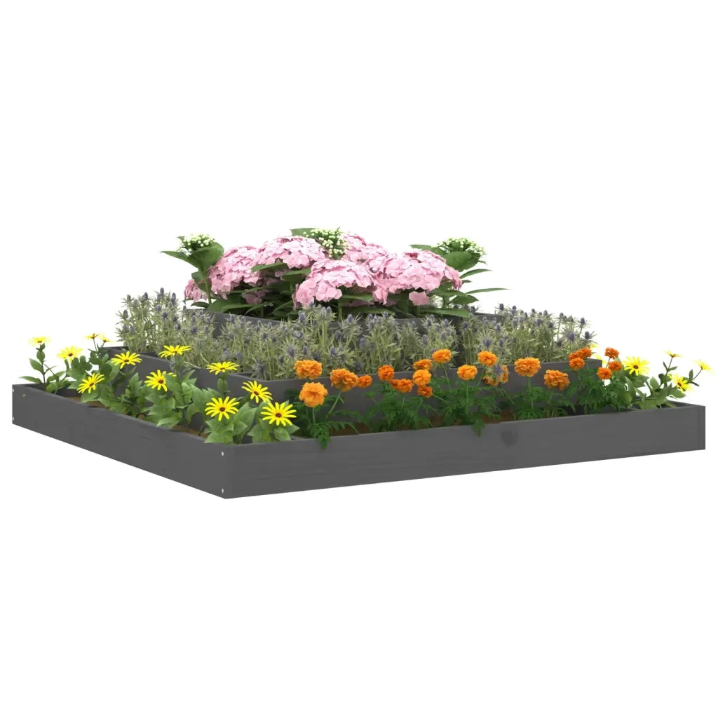 Fioriera | Cassetta per fiori | Vaso Grigia 110x110x27 cm in Legno Massello di Pino