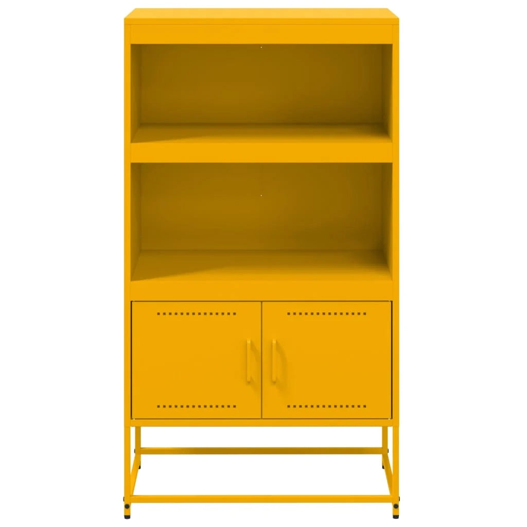 Buffet credenza cassettiera armadio mobile contenitore organizer cucina soggiorno salotto alto giallo senape 68,5 x 38,5 x 123,5 cm acciaio giallo 02_0034733