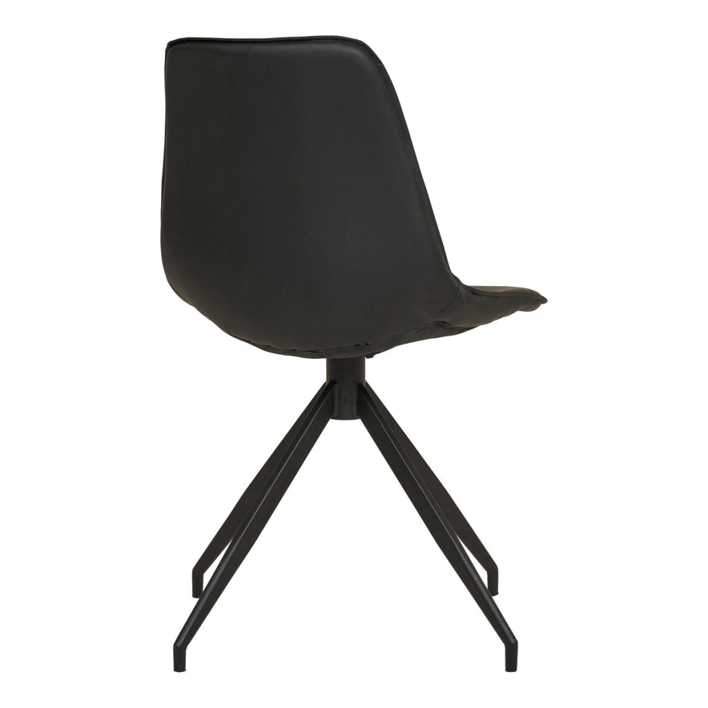 Set 2 sedie da pranzo girevoli Monaco in ecopelle nera con gambe nere