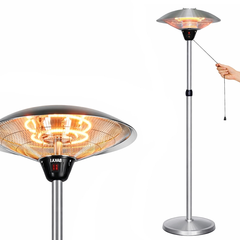 Stufa a Carbonio Patio Infrarossi Fungo Esterno 2000W Lampada Piantana IP34