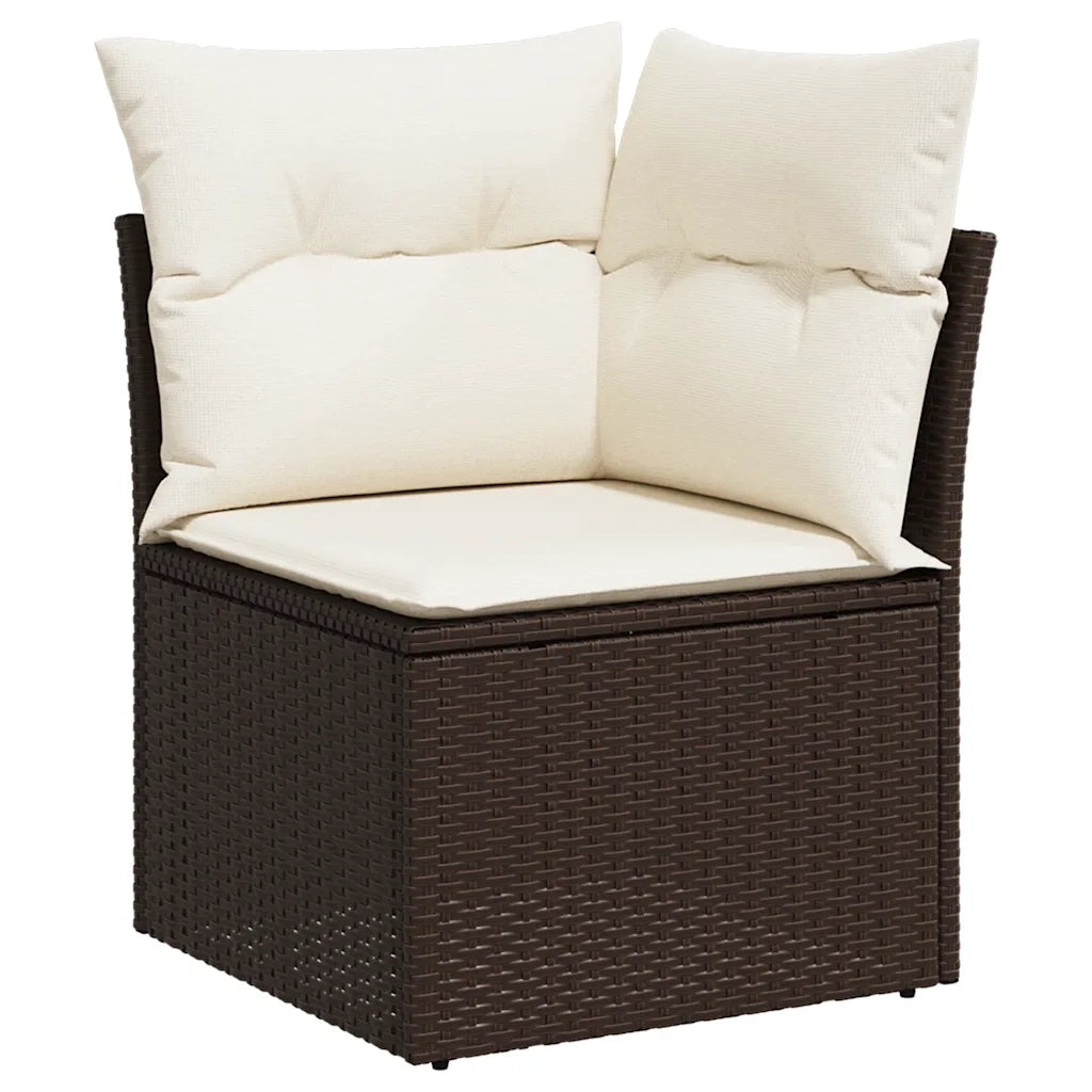 Set Divani da Giardino 9pz con Cuscini Marrone in Polyrattan 3268433