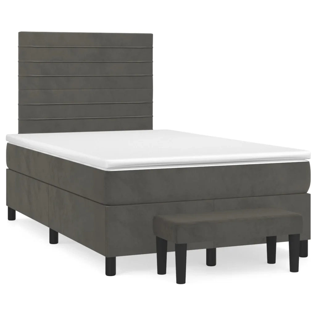 Giroletto a Molle con Materasso Grigio Scuro 120x200 cm Velluto 3137894