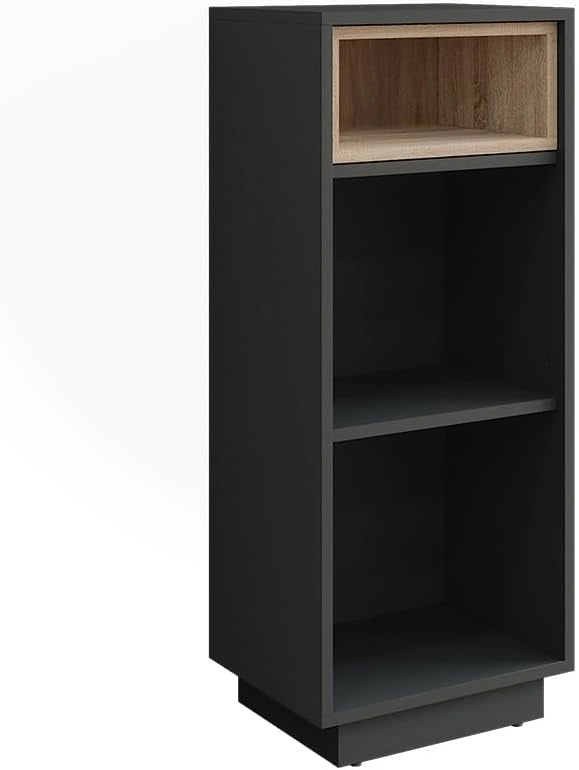 Armadio intermedio Beatrice, Grigio/antracite, 38 x 93 cm con 3 scomparti, per la conservazione di articoli da bagno e asciugamani
