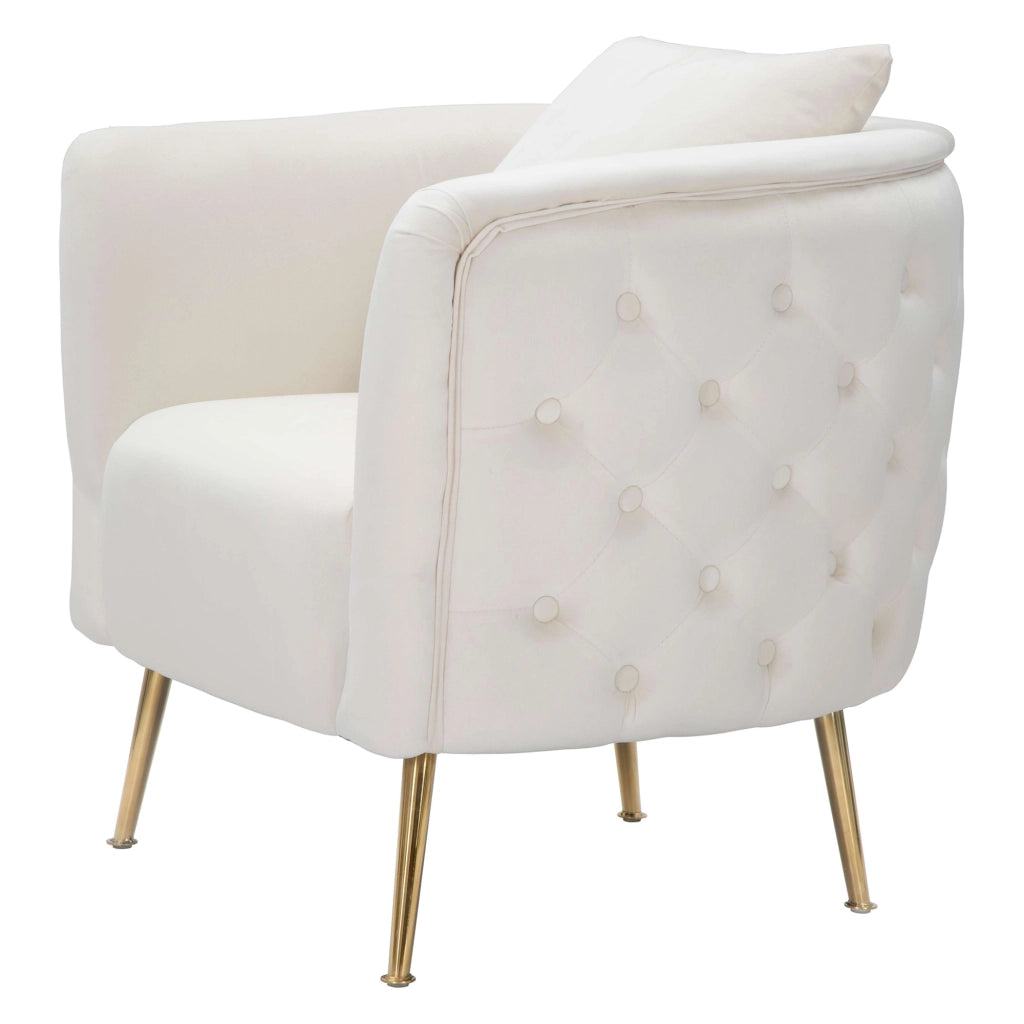 Poltroncina Killar, Poltrona Rivestimento in Velluto, 76x74x71h cm Bianco Crema