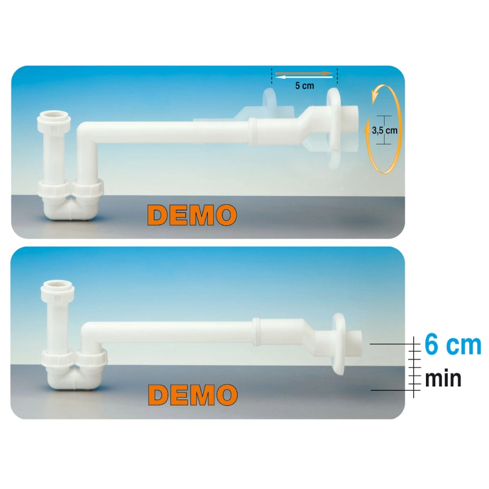 Sifone eccentrico lavabo bidet 1 pollice 1/4