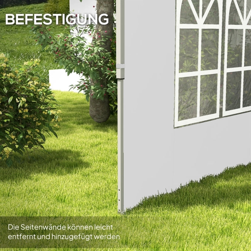 Set di 2 pannelli laterali per gazebo 3x3/3x4 m, parete laterale con finestra, impermeabile, bianca