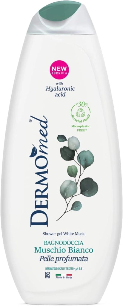 SET 12 PZ DERMOMED BAGNODOCCIA CON ACIDO IALURONICO 650 ML MUSCHIO BIANCO