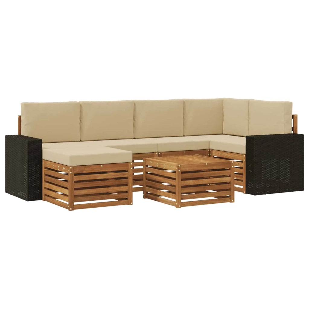 Set divano sezionale con cuscino 7 pcs Naturale e Beige 3384604