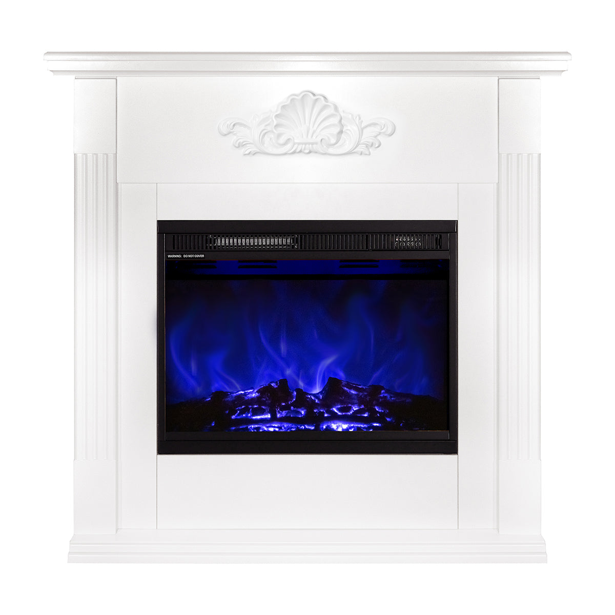 Camino Elettrico da Pavimento 100x100x32 cm Effetto Fiamma 1500W Sofia & Lorance Bianco