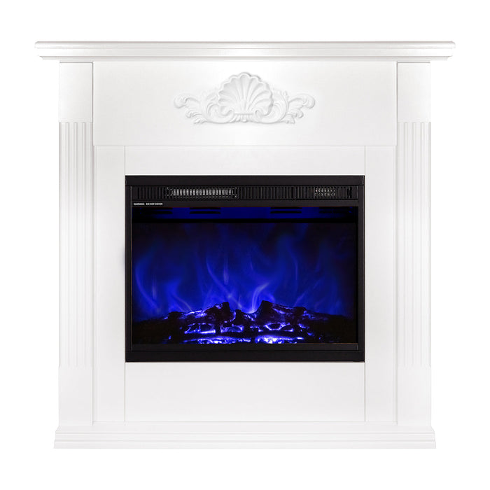 Camino Elettrico da Pavimento 100x100x32 cm Effetto Fiamma 1500W Sofia & Lorance Bianco