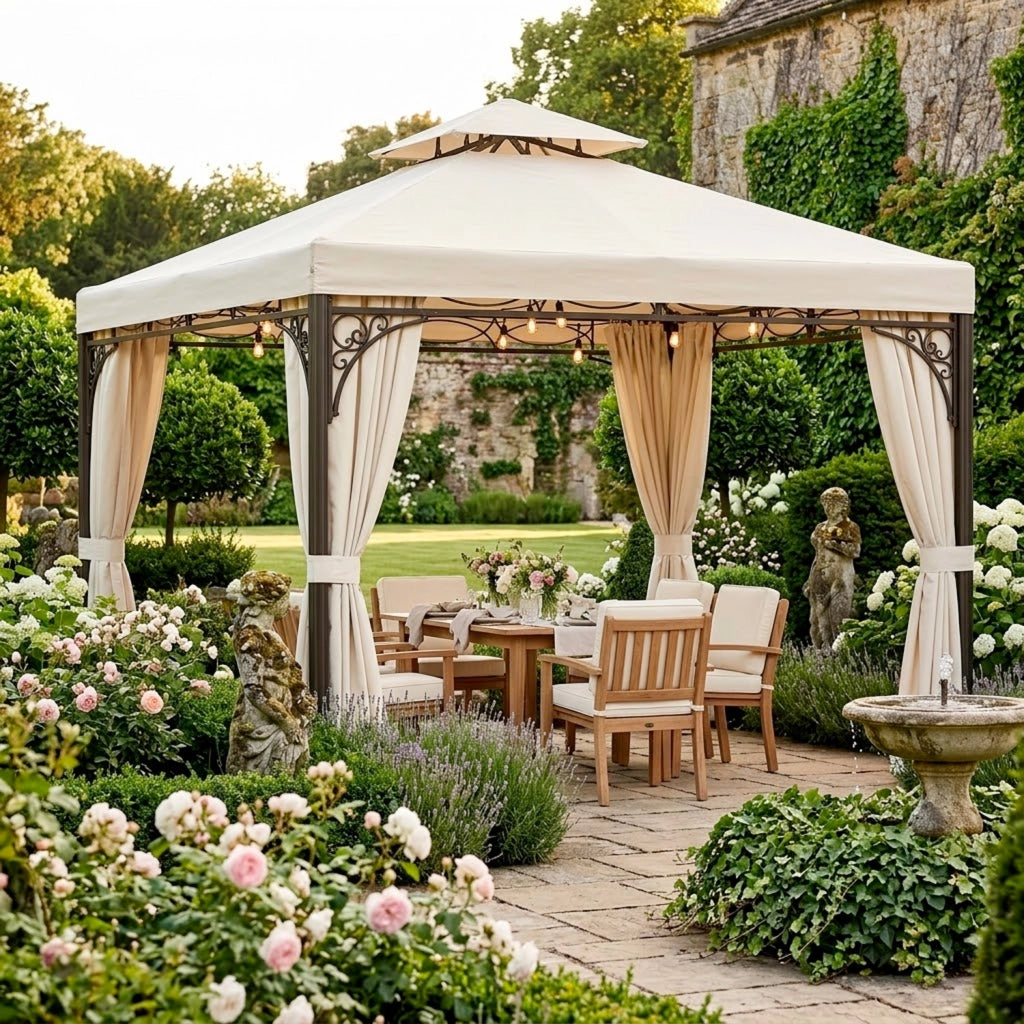 Copertura Di Ricambio Per Gazebo 3x3 Metri In Poliestere Con Air Vent Traspirante Protezione Da Sole E Agenti Atmosferici Per Giardino Patio E Terrazza 300 X 300 Cm Beige