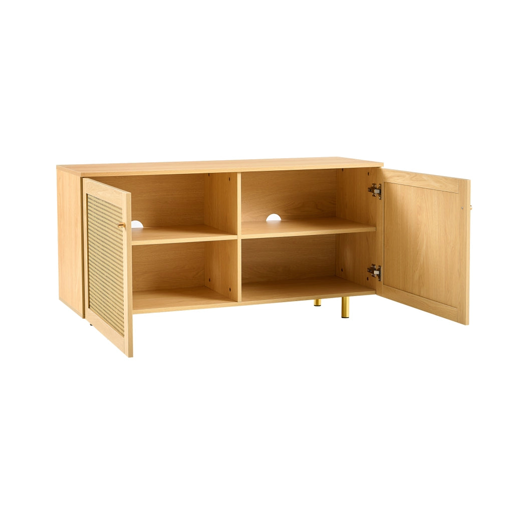 Credenza con 2 ante e ripiano per soggiorno in MDF 120×40×63 cm naturale