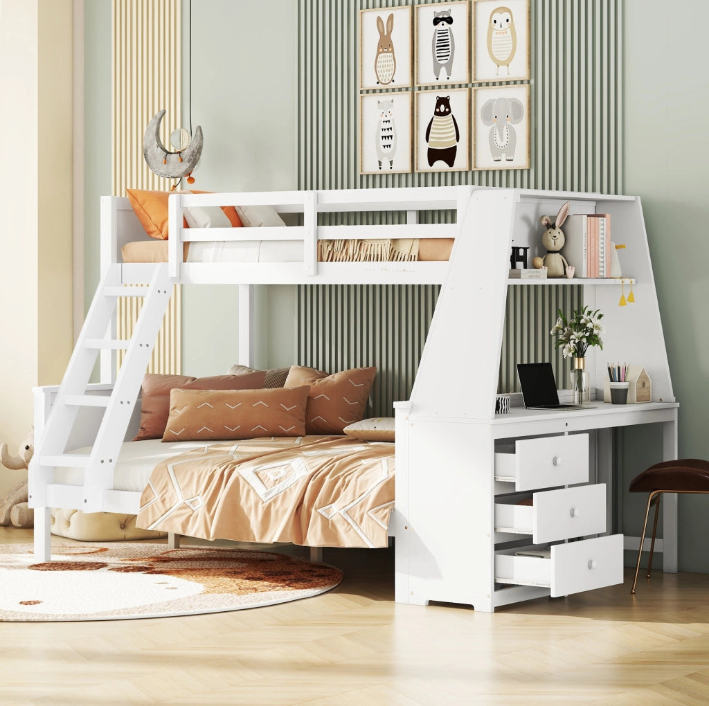 Letto a castello per bambini 90x200/140x200 cm con scrivania
