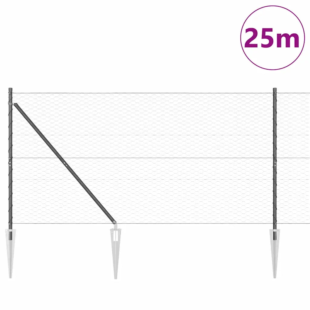Palo della recinzione Grigio 25 x 1,4 m (maglia da 36 mm)