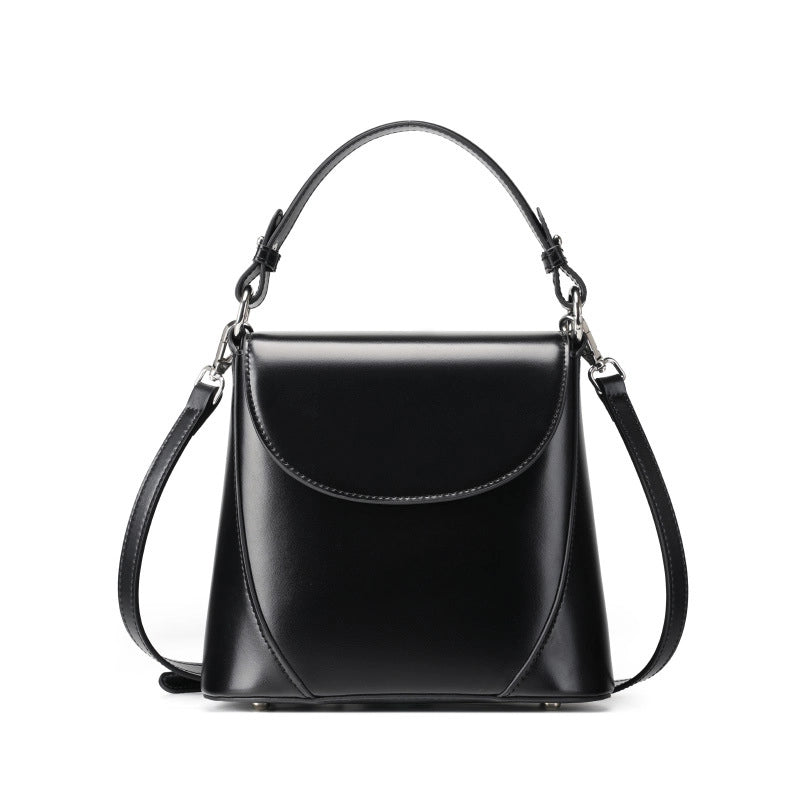 Borsa a tracolla da donna in vera pelle, mini borsa nera