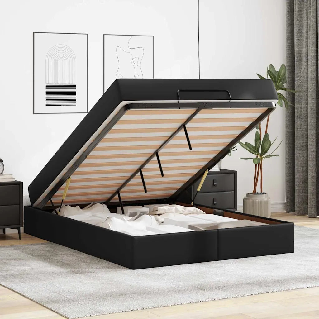 vidaXL Struttura letto con materasso Nero 160 x 200 cm Pelle sintetica