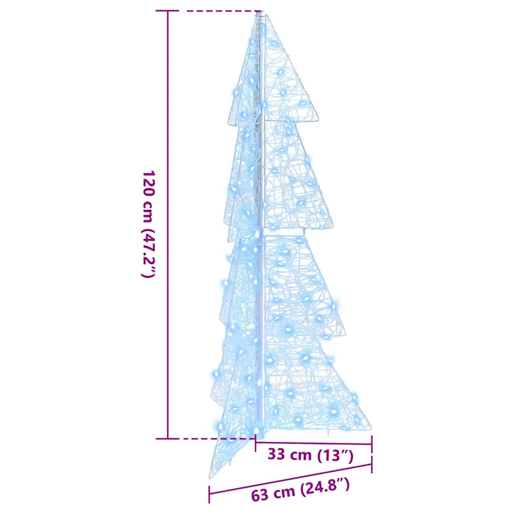 Albero di Natale con 100 LED-Luci decorative natalizie Bianco Freddo 120 cm Acrilico