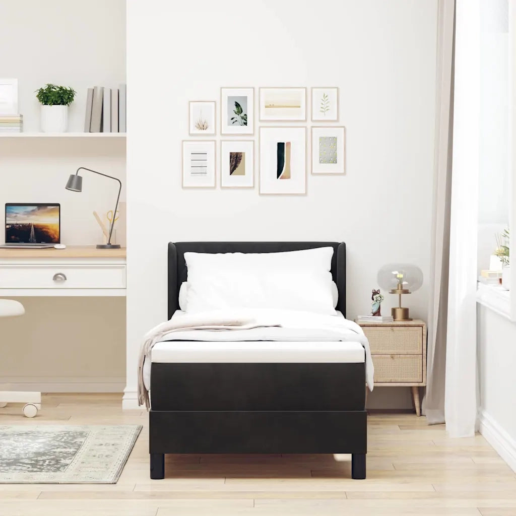 Letto a molle con materasso Nero 200 x 80 cm Poliestere