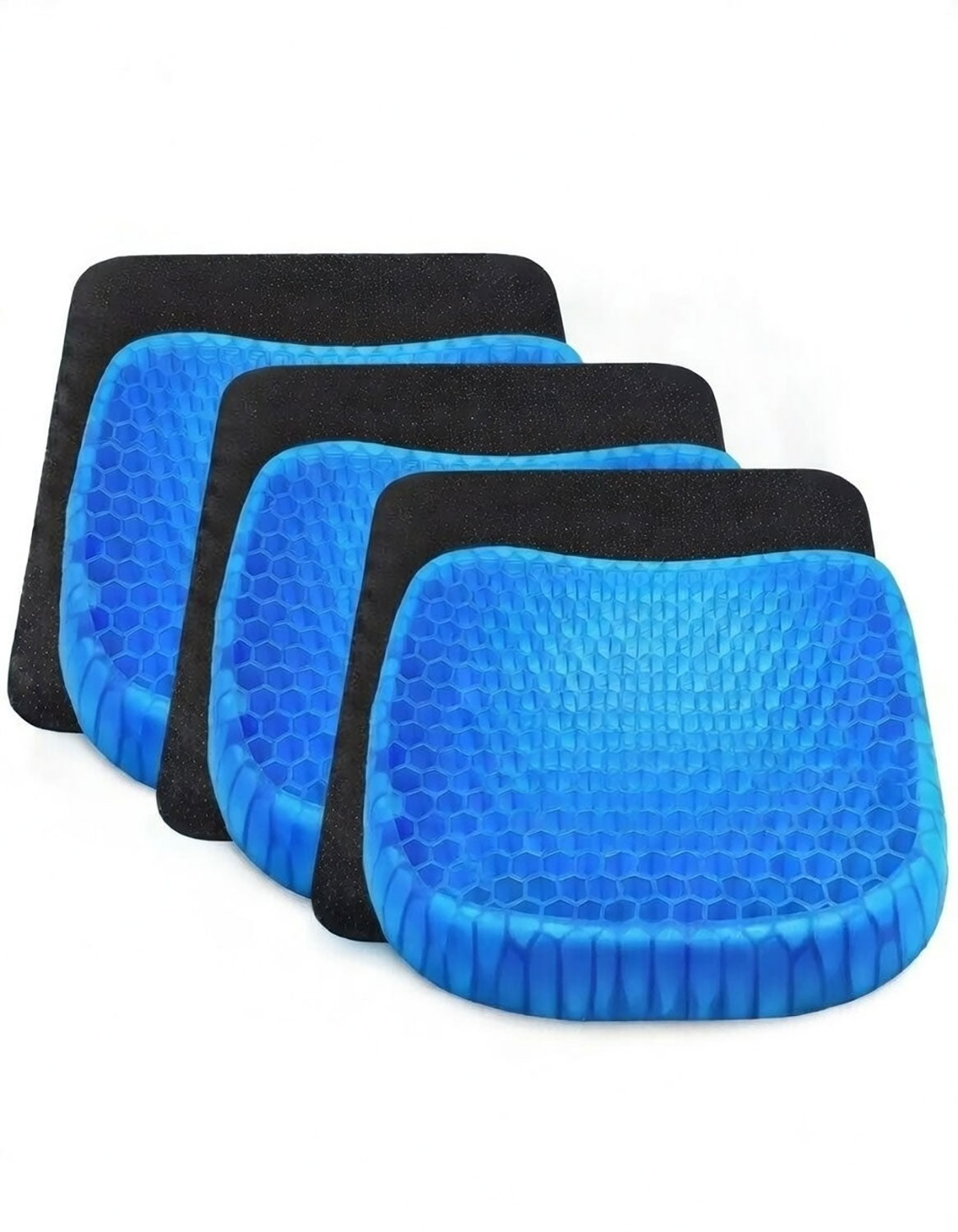 Set 3 Pezzi Cuscino Gel per Sedute Prolungate 37x30x4 cm Ergonomico