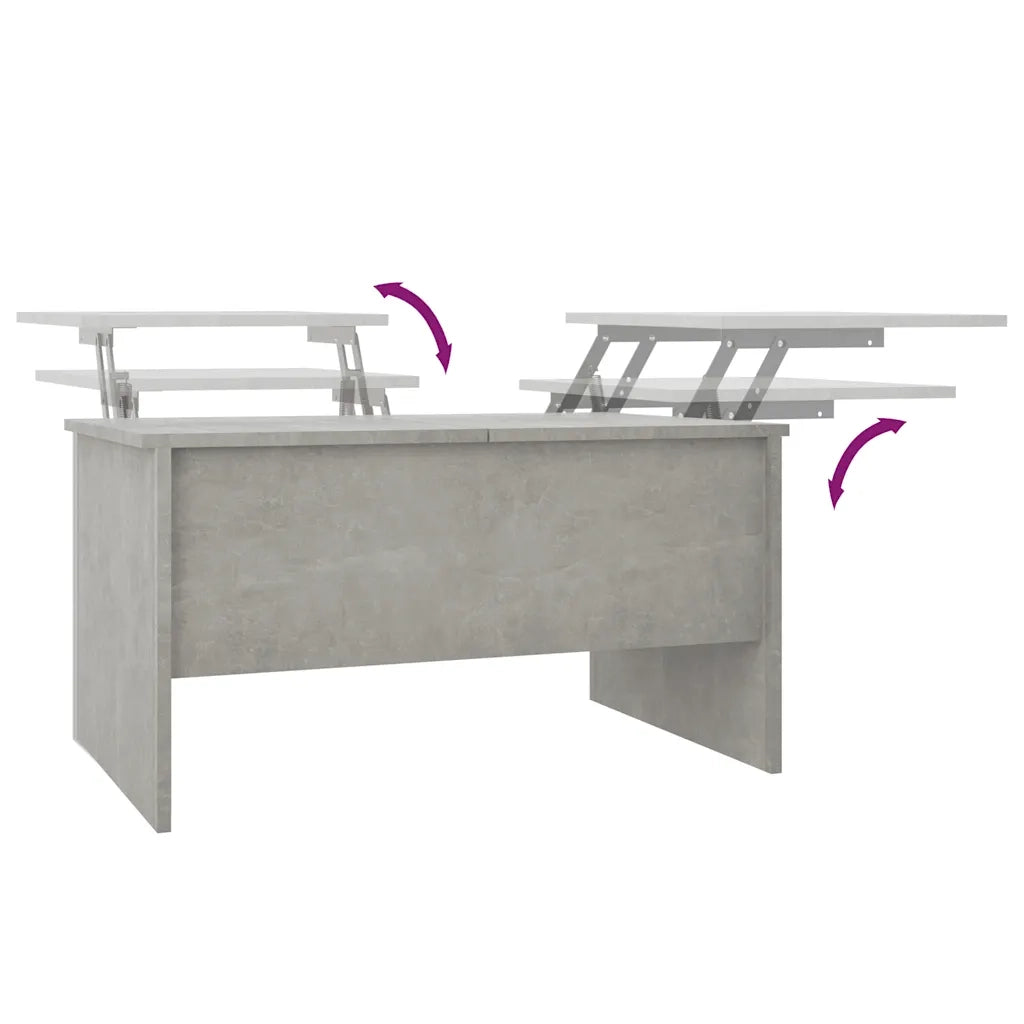Tavolino Salotto Grigio Cemento 80x50x42,5 cm Legno Multistrato 809732