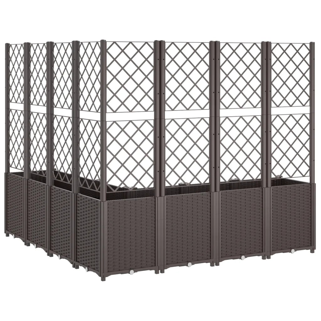 Fioriera da Giardino con Traliccio Marrone 160x160x140 cm in PP 367885