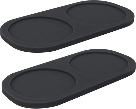 Sostegno in silicone 2 in 1, tavolo da cucina e da bagno con dispensatore per sapone, tenuta per spazzola da denti, contenitore per bevande, piatto per bicchieri, set di spezie con antiscivolo (nero)