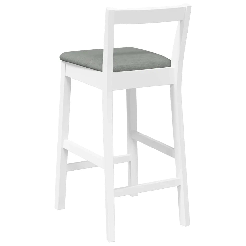 Sgabelli da Bar con Cuscini 2 pz Bianco Legno Massello di Hevea 4102588