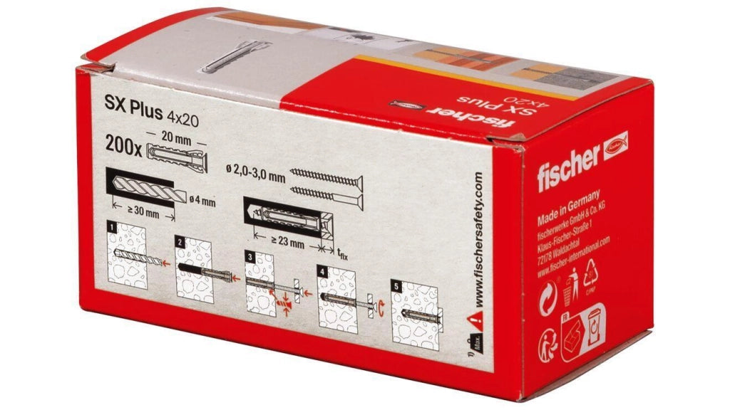 Fischer 568004 ancoraggio a vite e tassello 200 pz Tassello di espansione 20 mm