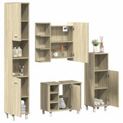 vidaXL Set Mobili da Bagno 4 pz Rovere Sonoma in Legno Multistrato