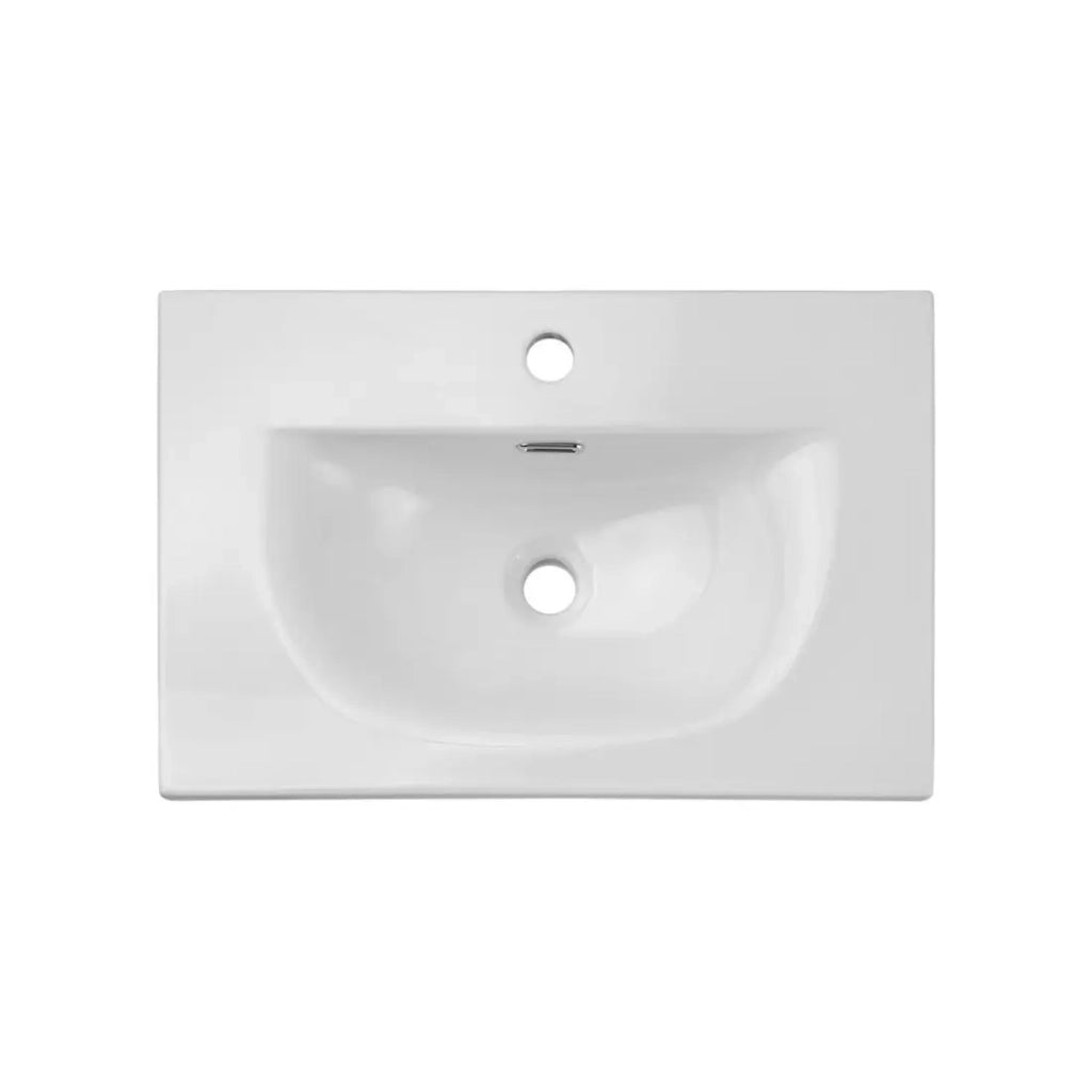 Lavabo da incasso VELOA 60 cm in ceramica bianca lucida compatta