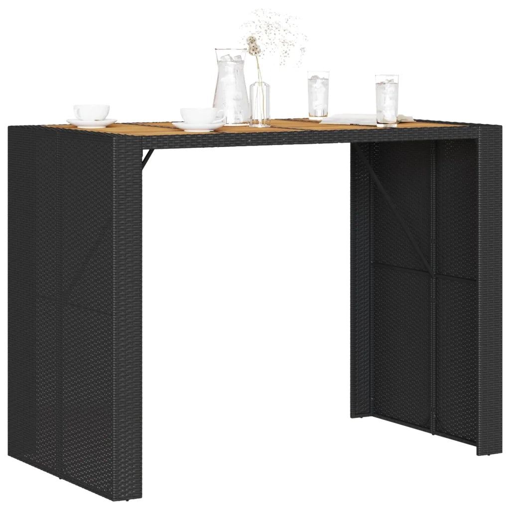 Tavolo Bar da Giardino Piano in Acacia 145x80x110 cm Polyrattan 368698
