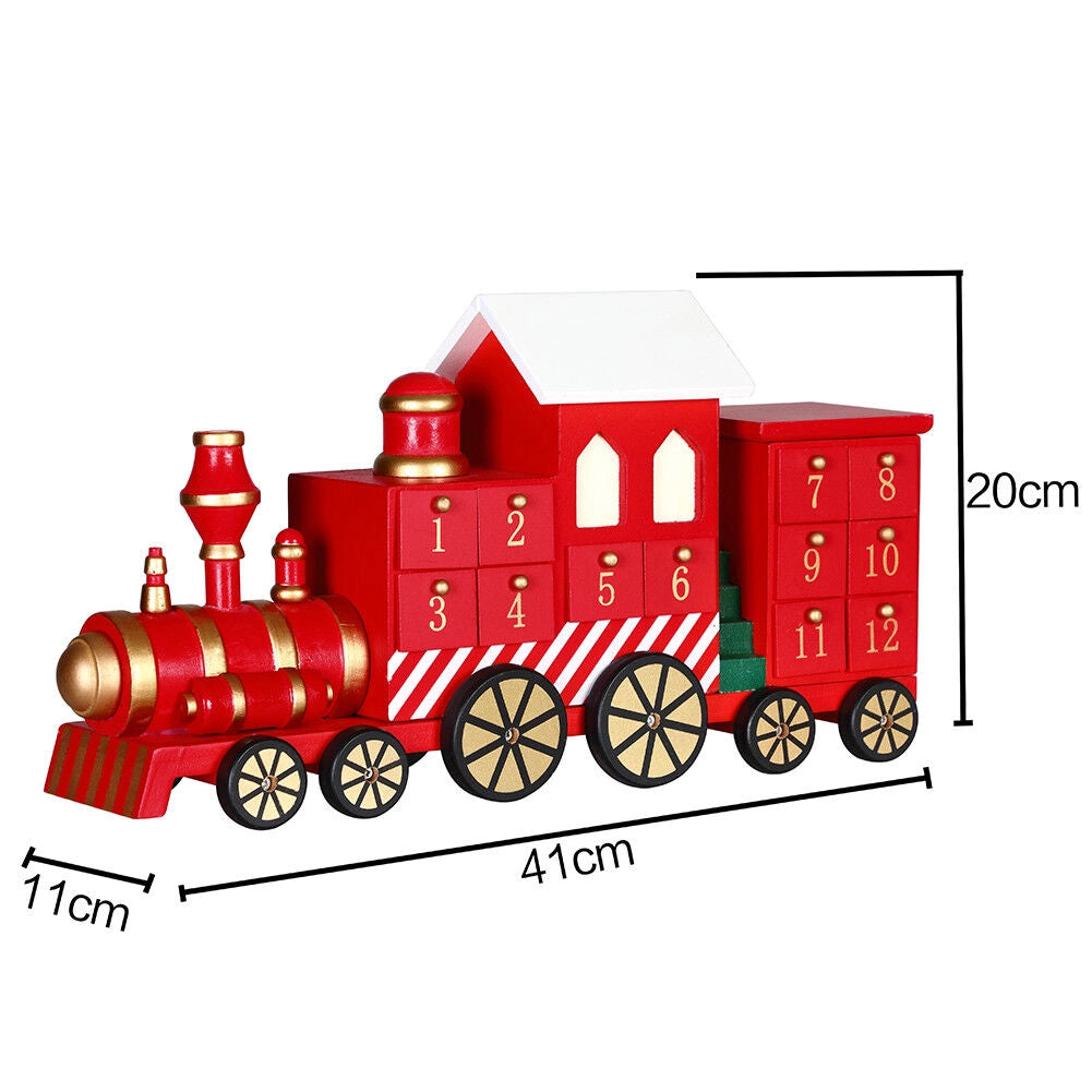 Calendario Avvento Trenino di Natale in Legno 24 Cassetti Decorazioni Natalizie