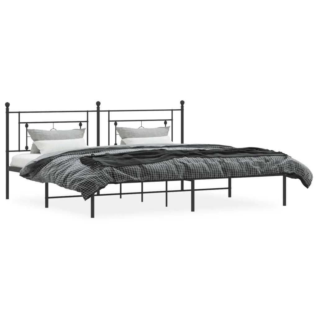 Giroletto con Testiera in Metallo Nero 200x200 cm 374346