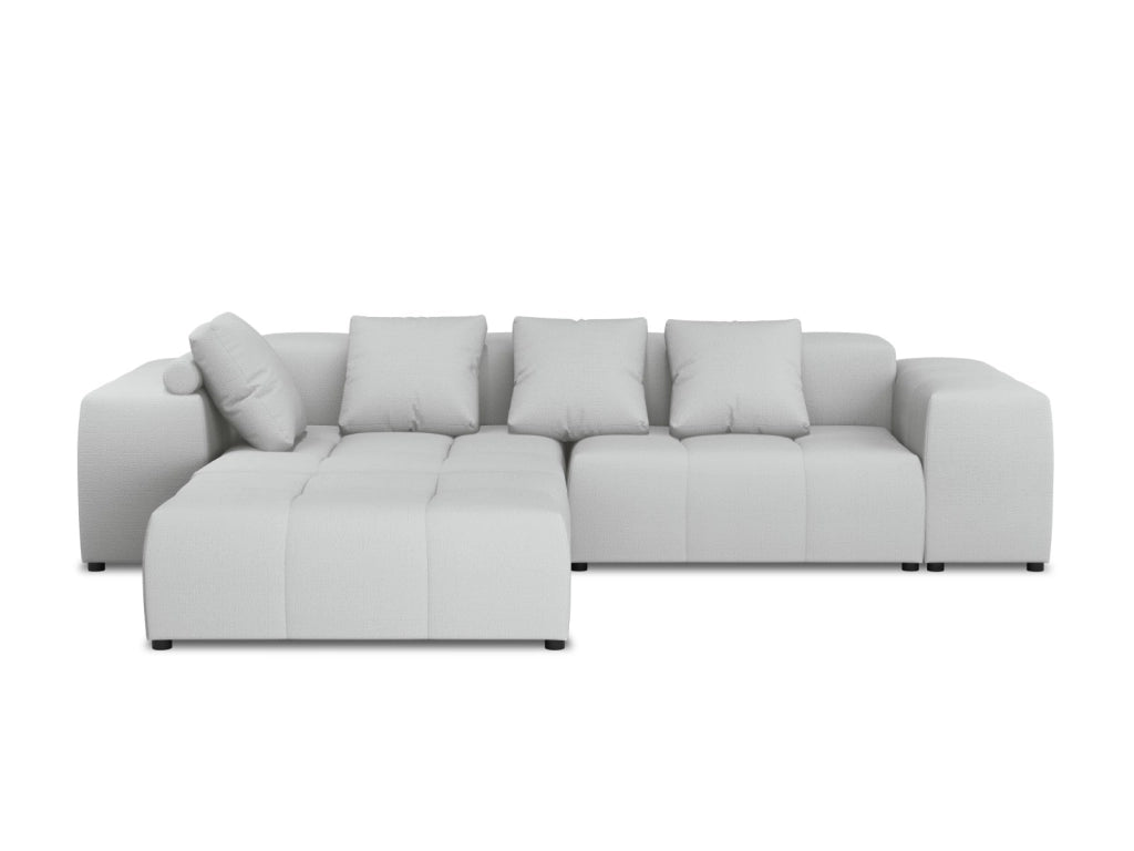 Cosmopolitan Design - Divano angolare modulare reversibile "Rome" 5 posti in tessuto strutturato grigio chiaro 