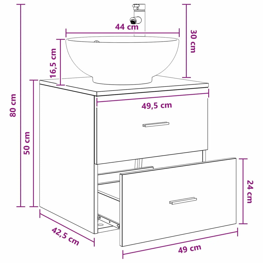 Mobile Lavabo da Parete Bianco 49,5 x 44,5 x 66,5 cm 890302