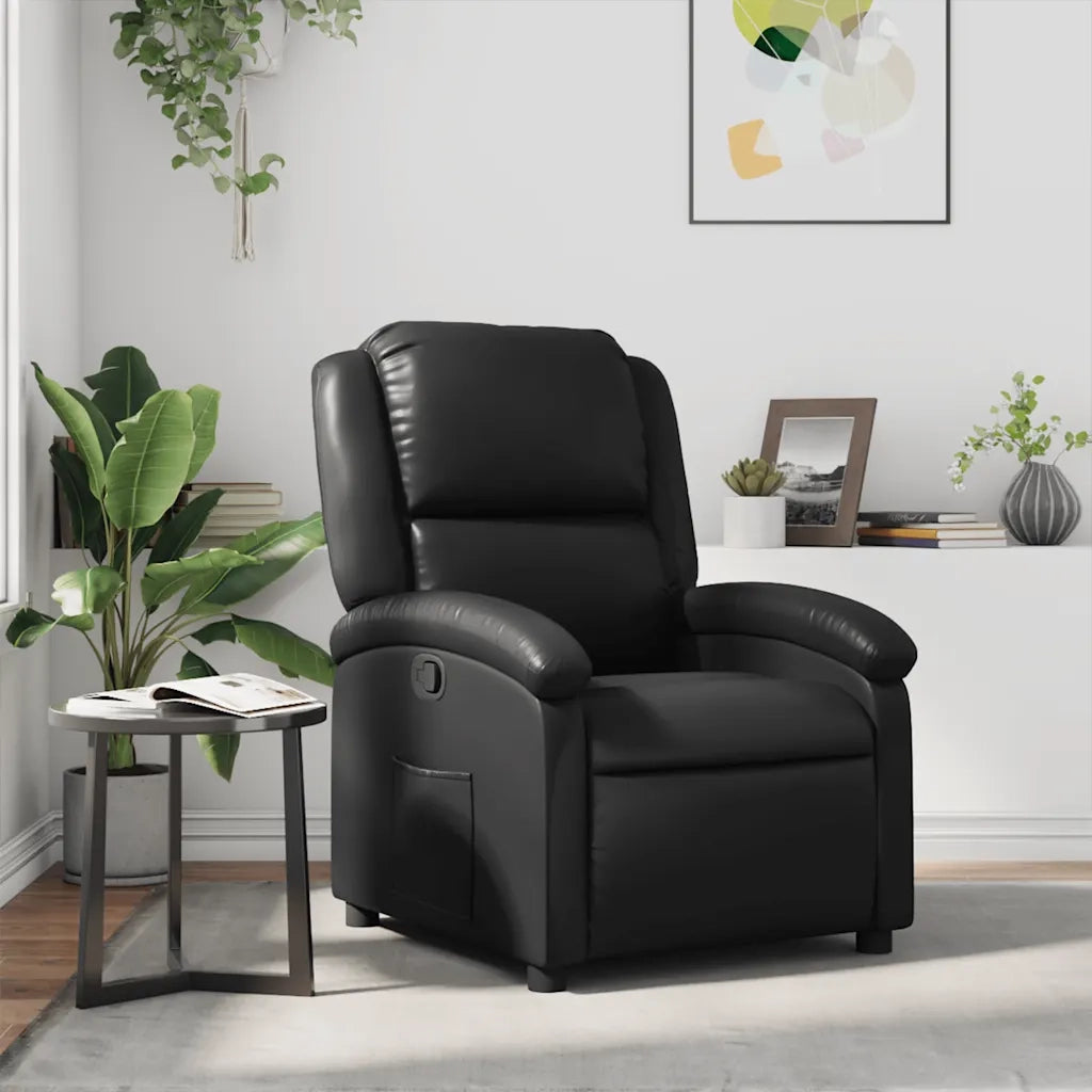 Divano Sedia-Poltrona reclinabile nera in similpelle 939200