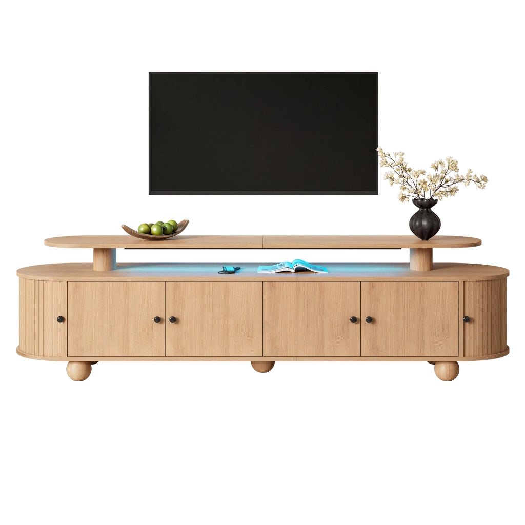 Mobile TV con 4 ante piene e 2 ante scorrevoli; LED ambiente; per soggiorno; in MDF; naturale; 180 × 40 × 48 cm