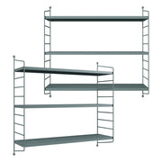 Set di 2 Scaffali da Parete Strängnäs a 3 Ripiani Regolabili  50 x 60 x 15 cm Acciaio Blu Grigiastro [en.casa]