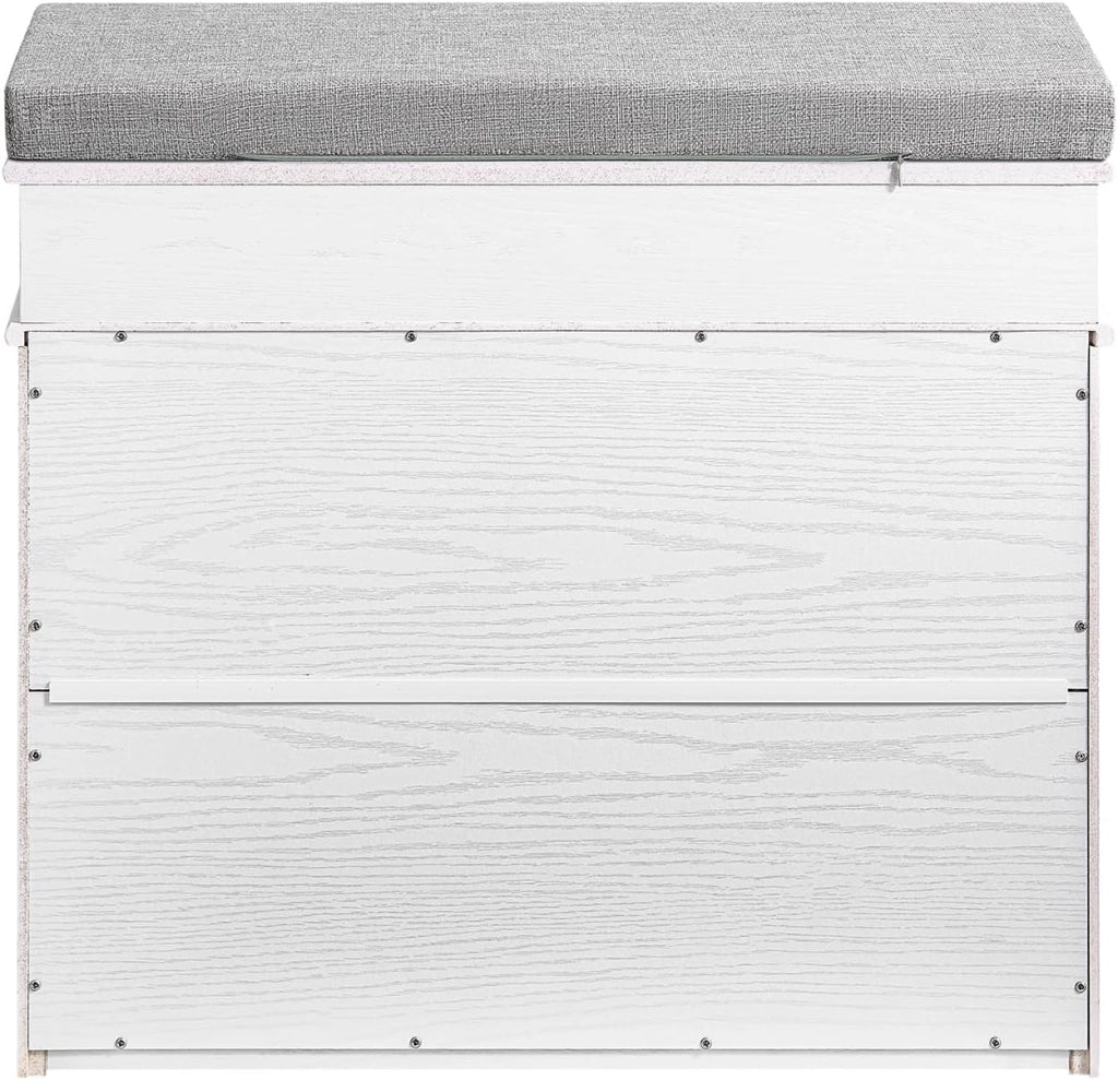 Scarpiera Salvaspazio Slim con Seduta Panca Scarpiera da Ingresso Contenitore in Legno Mobile Ingresso per Scarpe, 61x24x54cm Effetto Legno Invecchiato Bianco FSR82-K-WG