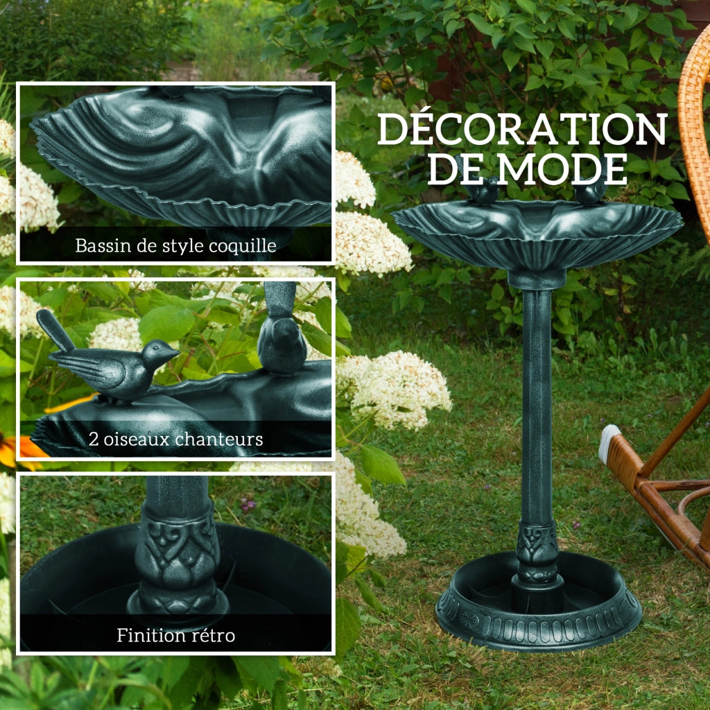 Bagno per Uccelli Antico con Mangiatoia e Vaso ¨C zephmum ¨C Bronzo Verde 81 cm
