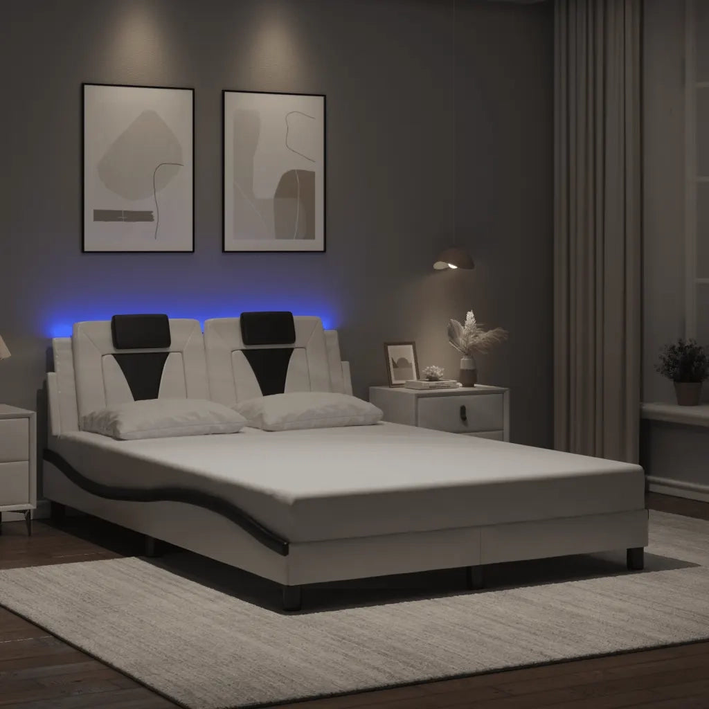 Giroletto Viana con LED senza Materasso Bianco e Nero 140x190 cm