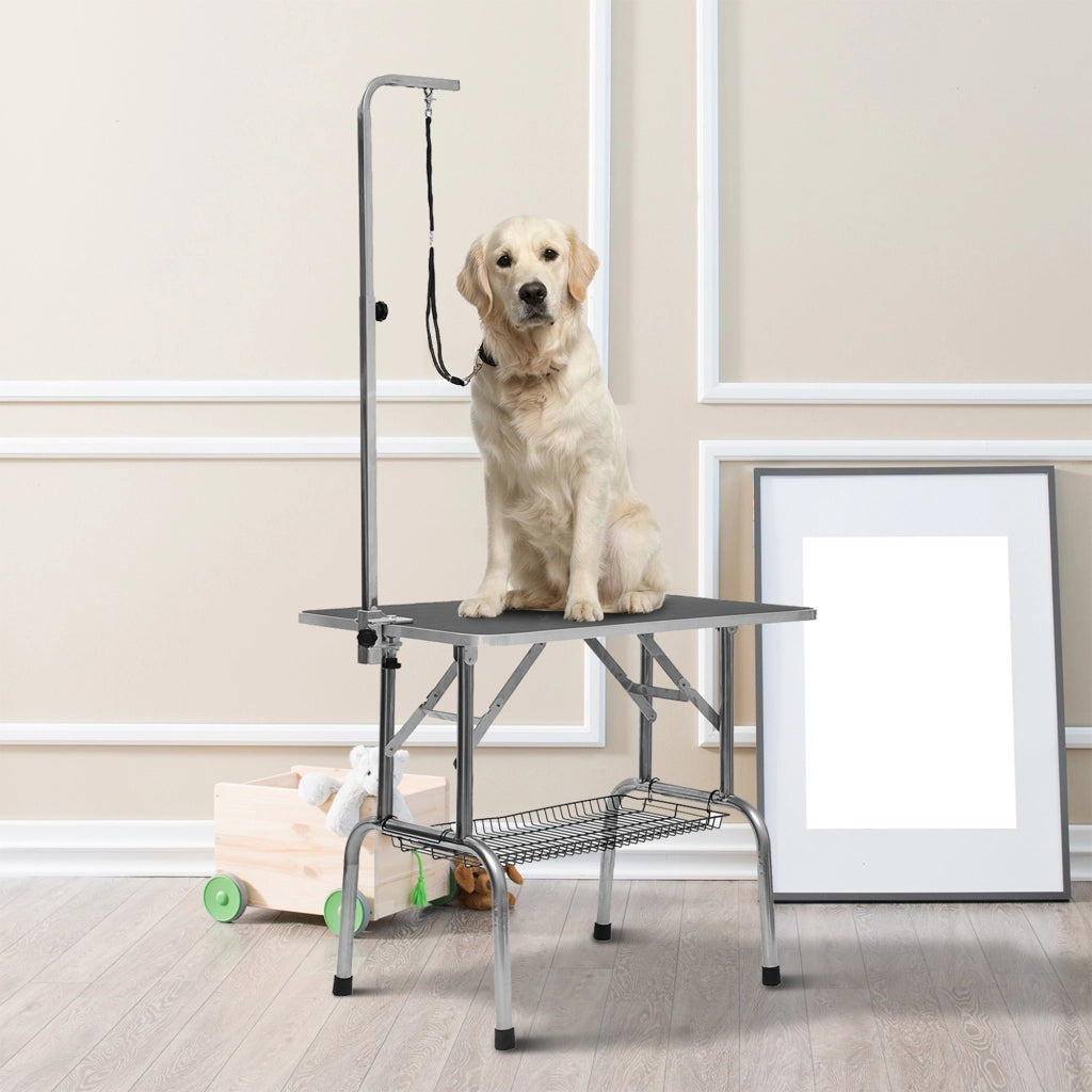 Tavolo da Toeletta per Cani Pieghevole ¨C Zephmum ¨C Nero, 90x60x75 cm